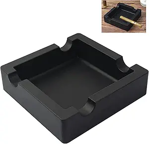 Outdoor Cigar Ashtray, Sturdy Large Ring-Shaped Silicone Ashtray Suitable for Patio/Outdoor/Indoor/Home Decor, with 4 Cigar Rest Racks and Gray Tray, Simple Design